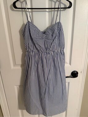 J. Crew Blue and White Striped Sundress
